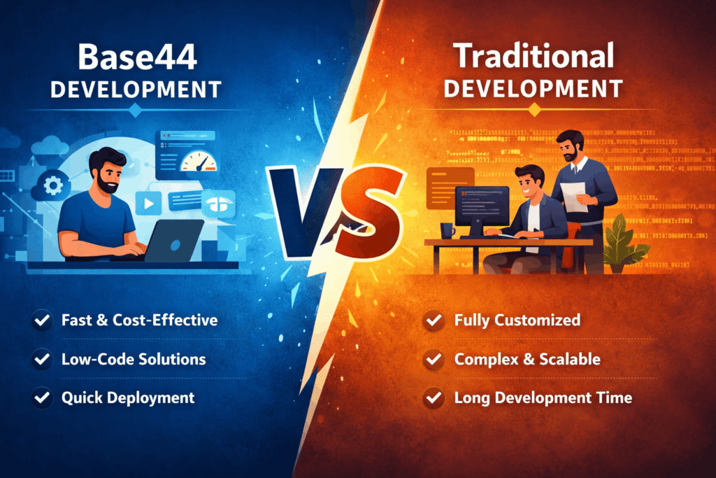 Read more about the article Base44 vs Traditional Development: Which is Right for Your Business?